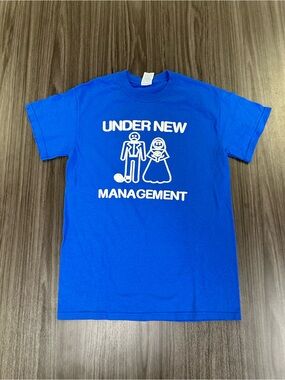 Under New Management Funny Groom Marriage T-shirt Shirt Size Small‎ Blue Gildan